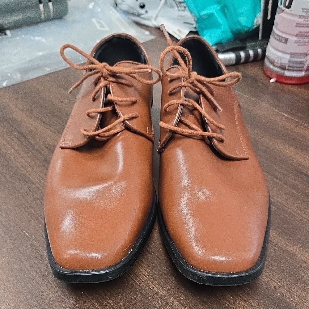 Joseph Abbout Size 9.5 Matte Tan Faux Leather Dress Shoes